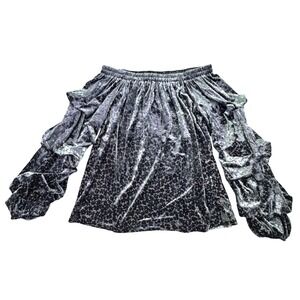 Easel‎ Los Angeles Women's Velvet Leopard Off The Shoulder Top Size Small